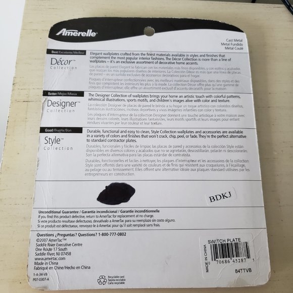 NIB Amarelle Venetian Bronze Cast Metal Double Toggle Lightswitch Plate Cover - Picture 3 of 3